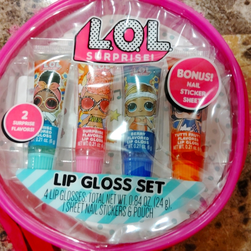 LOL Surprised! Lip Gloss Set includes bonus ! Sticker sheet